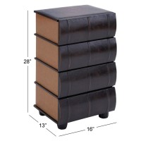 Decmode Traditional 28 X 16 Inch 4-Drawer Wood and Leather Book Chest   